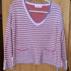 Goodnight Macaroon Soft Pink Blue Red V Neck Sweater